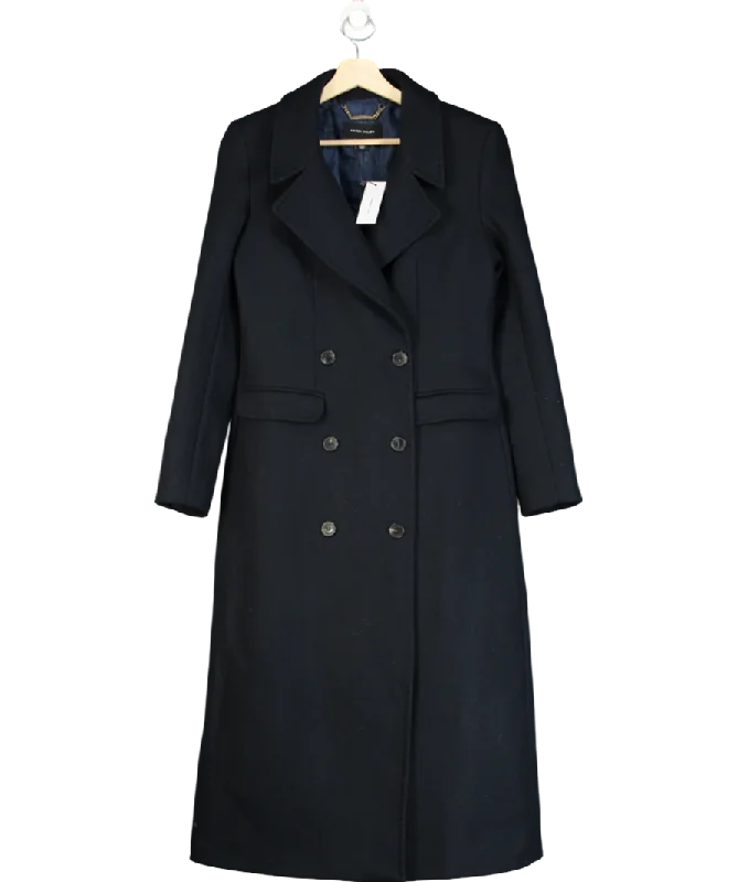 Karen Millen Blue Italian Wool Double Breasted Longline Coat UK 8