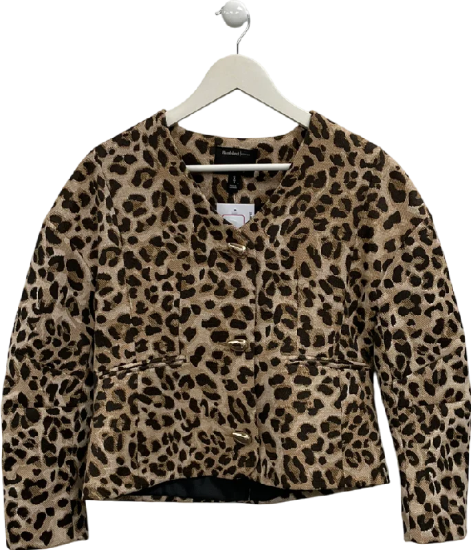 River Island Brown Leopard Print Structured Blazer UK 6