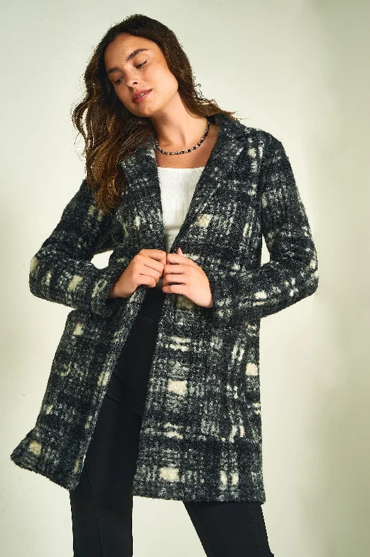 Manteau à carreaux en tissu bouclé - YALINA-B - (R-B5)