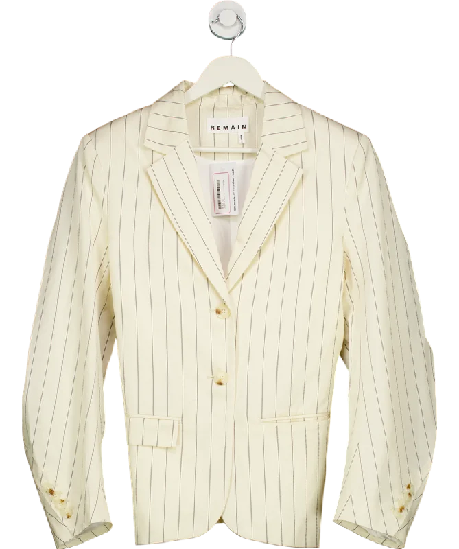 Remain Birger Christensen Cream Drapy Striped Blazer UK S