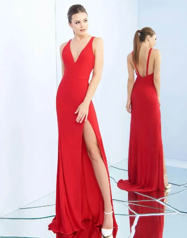 Ieena Duggal 25846I - Sleeveless High Slit Evening Gown