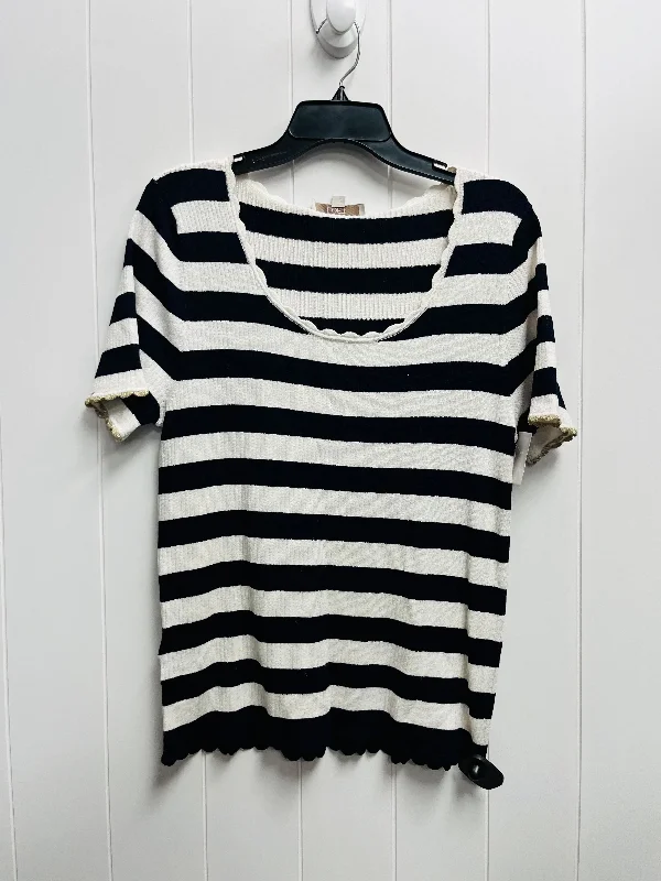 Top Short Sleeve By Loft In Blue & White, Size: Xl