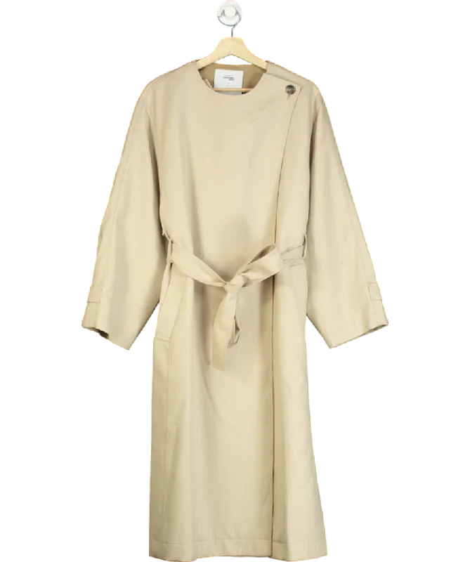 Fabrique Beige Hilda Single Button Collarless Trench UK S