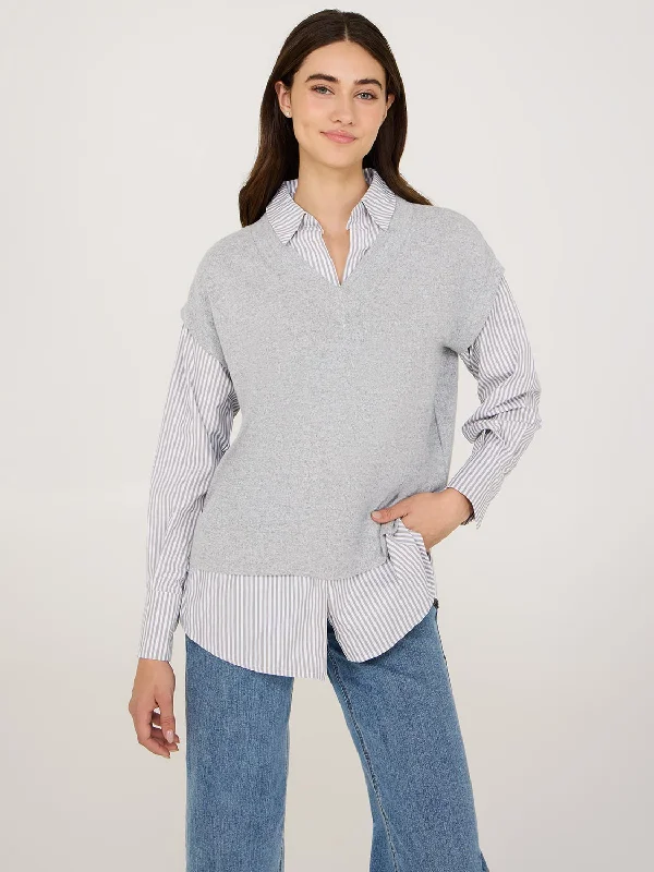 2-Fer Blouse With Soft Brushed Top