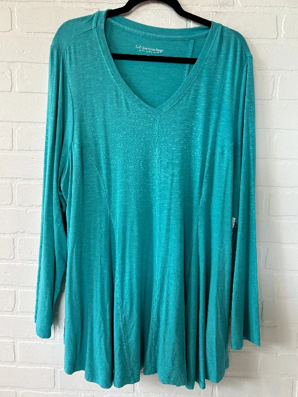 Tunic Long Sleeve By Soft Surroundings In Green, Size: 2x