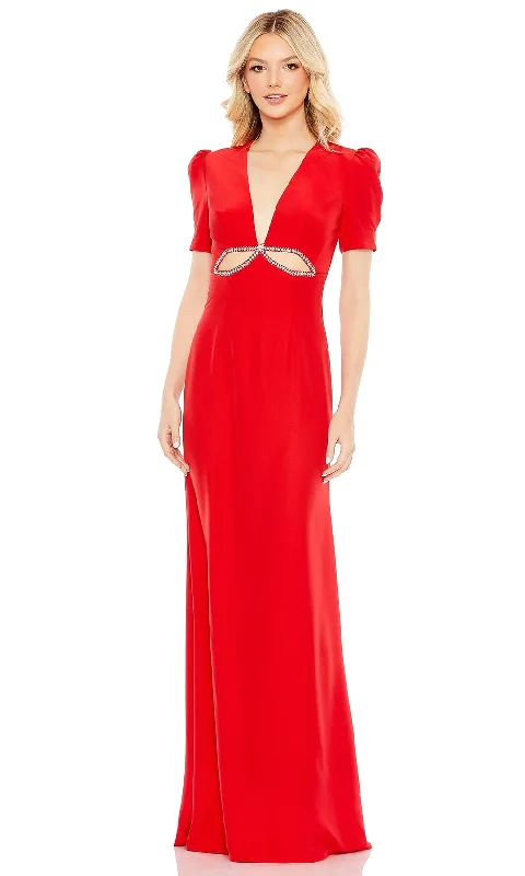 Ieena Duggal A2630 - Puff Sleeve Cutout Evening Gown