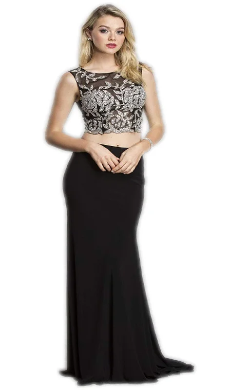 Trevi Collection - Applique Two Piece Evening Dress