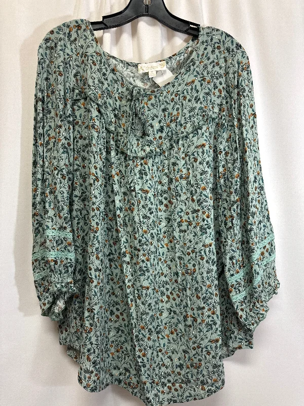 Top Long Sleeve By Suzanne Betro In Green, Size: Xl