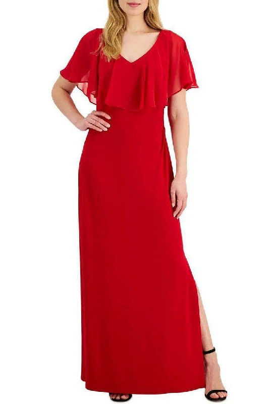 Connected Apparel T1312927M1 - V-Neck Column Evening Dress