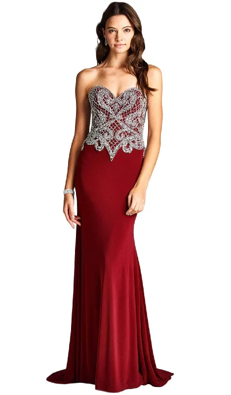 Aspeed Design - Embellished Strapless Fitted Evening Dress