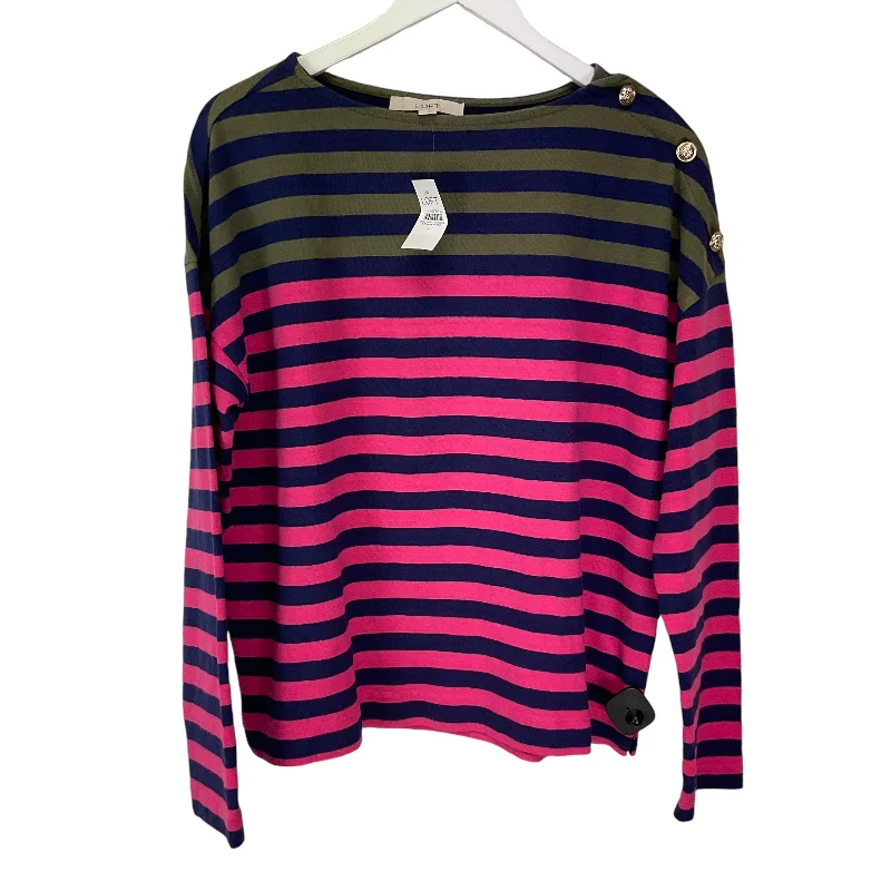 Top Long Sleeve By Loft In Striped Pattern, Size: L