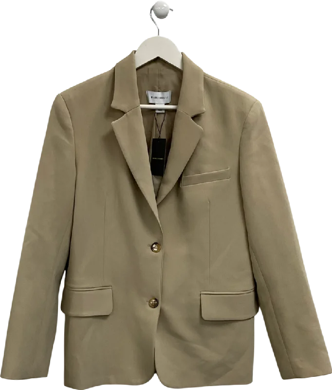 Warehouse Beige Tailored Single Breasted Blazer UK 8