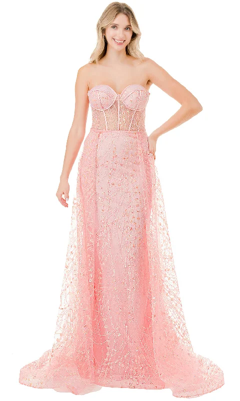 Trevi Collection L2863W - Strapless Overskirt Evening Gown