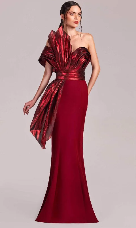 MNM Couture G1832 - Asymmetrical Off Shoulder Evening Gown