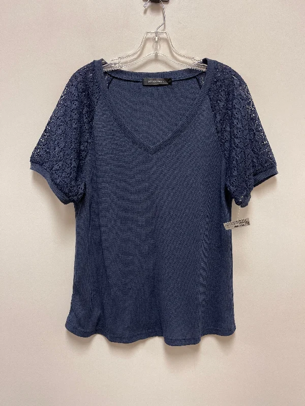 Navy Top Short Sleeve Clothes Mentor, Size L