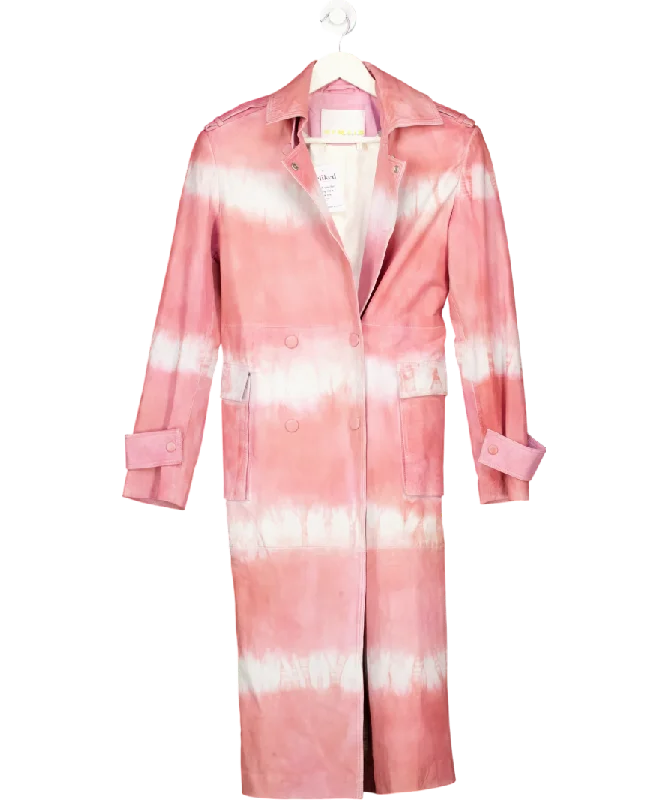 Remain Birger Christensen Pink Pirene Tie Dye Leather Coat UK 10