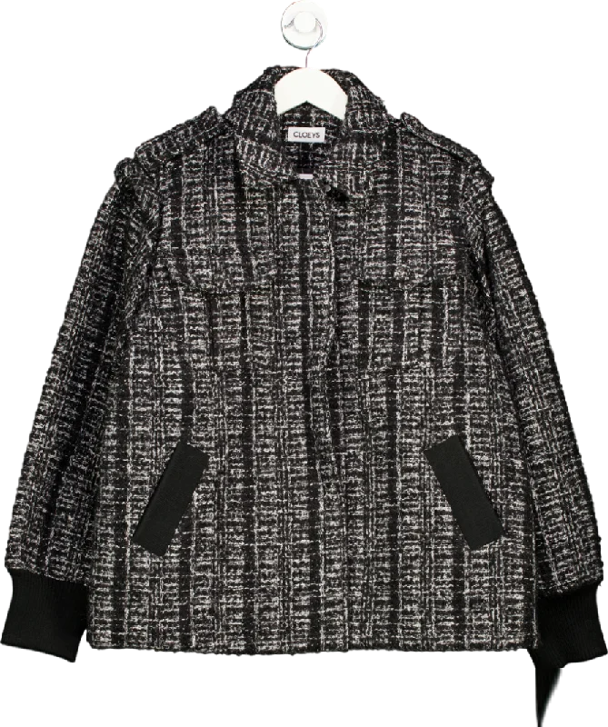 Cloeys Black Oversize Tweed Jacket UK S