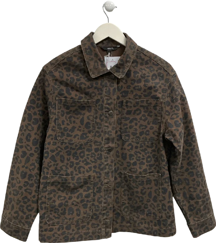 Next Brown Leopard Print 100% Cotton Worker Jacket UK S