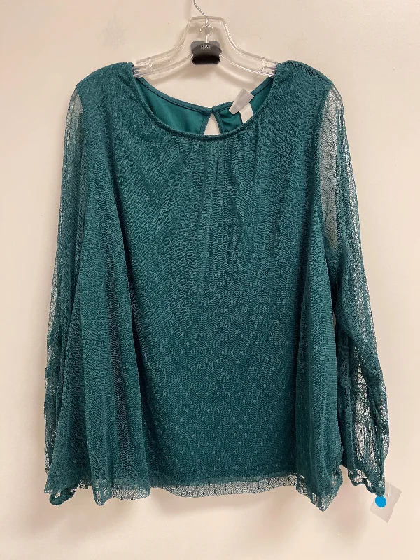 Top Long Sleeve By Ava & Viv In Green, Size: 2x