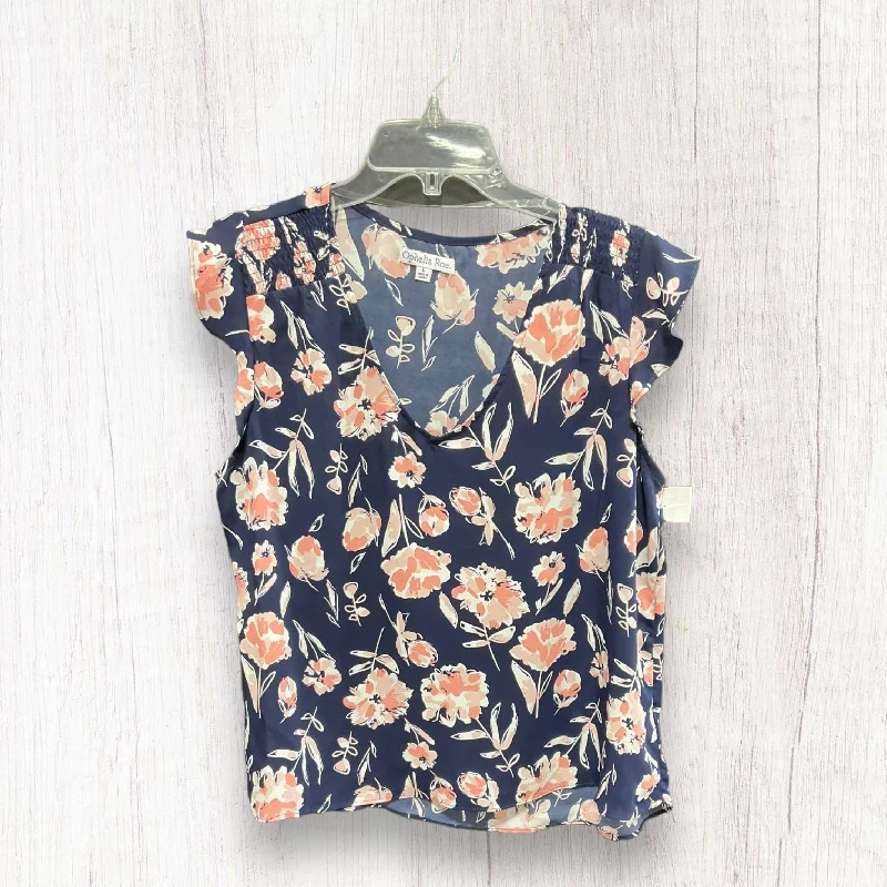 Top Short Sleeve Basic By Ophelia Roe In Blue & Pink, Size: L