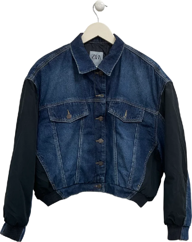 ZARA Blue Denim Bomber Jacket UK M