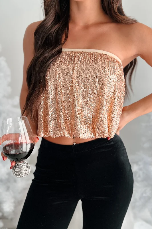 Always Partying Sequin Tube Top (Champagne)