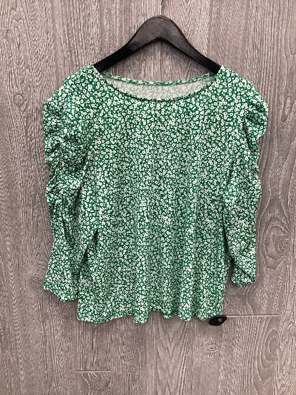 Top Long Sleeve By Adrianna Papell In Green, Size: Xl