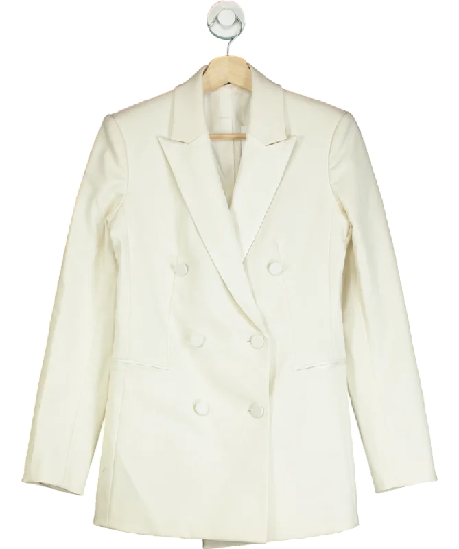 Theory Cream Satin Lapel Double-breasted Blazer UK 8