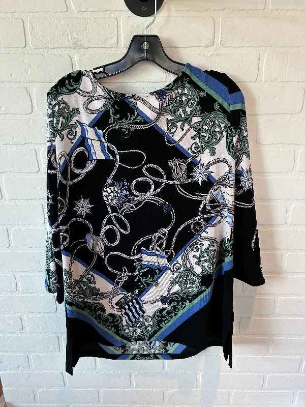 Top Long Sleeve By Chicos In Black & Blue, Size: Xl