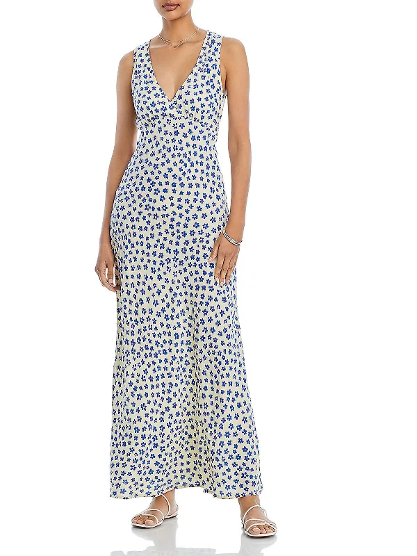 Womens Floral Print Rayon Maxi Dress