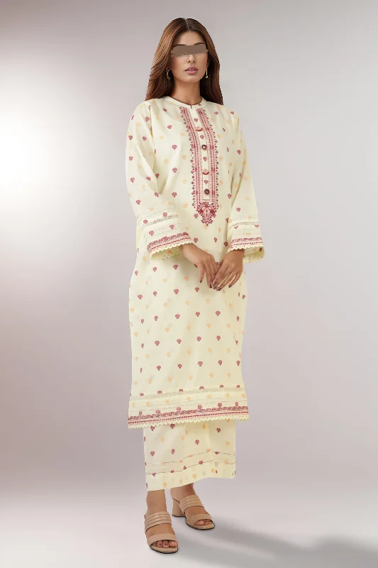 Embroidered Cotton Jacquard Stitched 2 Piece (Shirt/Trouser)