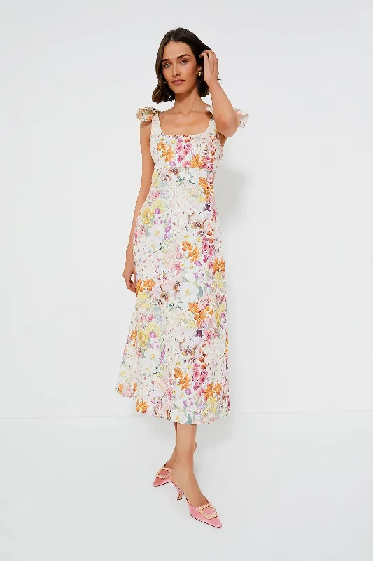 Kaleidoscope Garden Harmony Tie Shoulder Midi