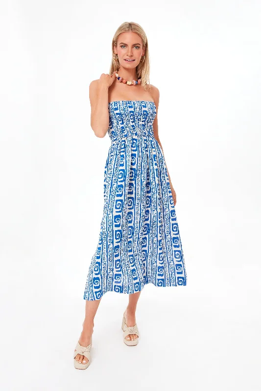 Pacific Blue Island Print Musee Midi Dress