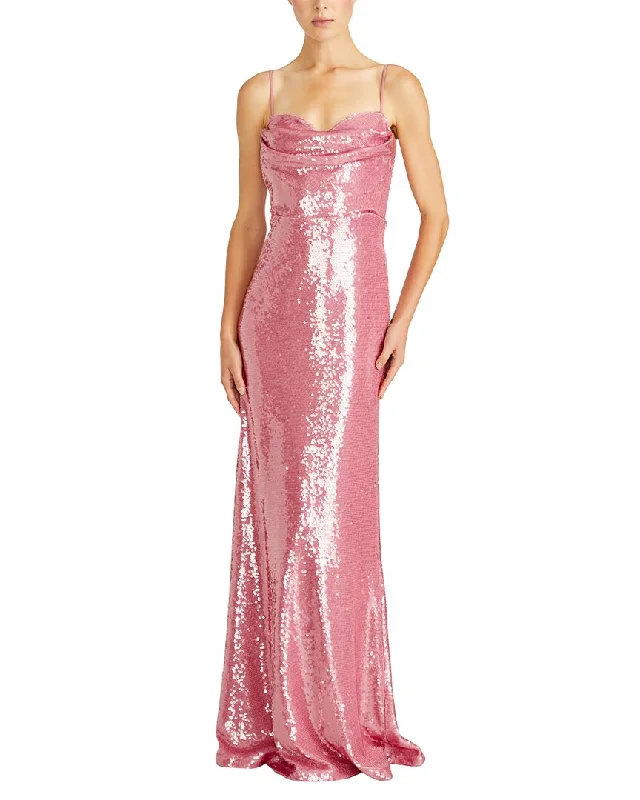 ML Monique Lhuillier Marisol Sequins Maxi Dress