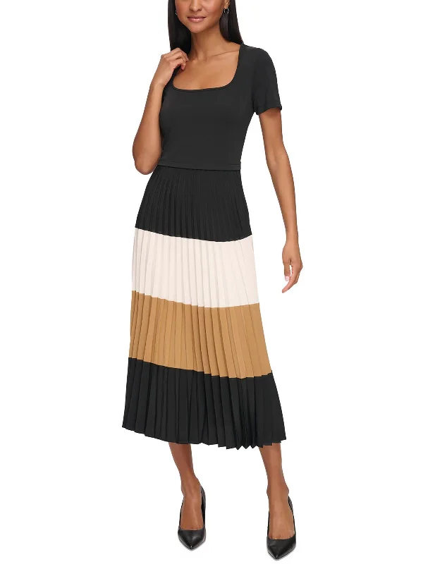 Womens Colorblock Polyester Maxi Dress