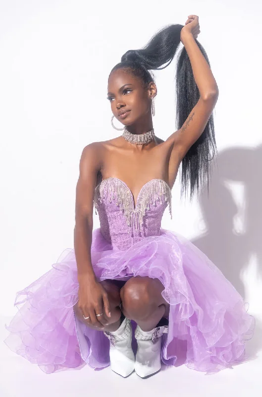 ONE AND ONLY MINI TULLE DRESS WITH RHINESTONE TOP