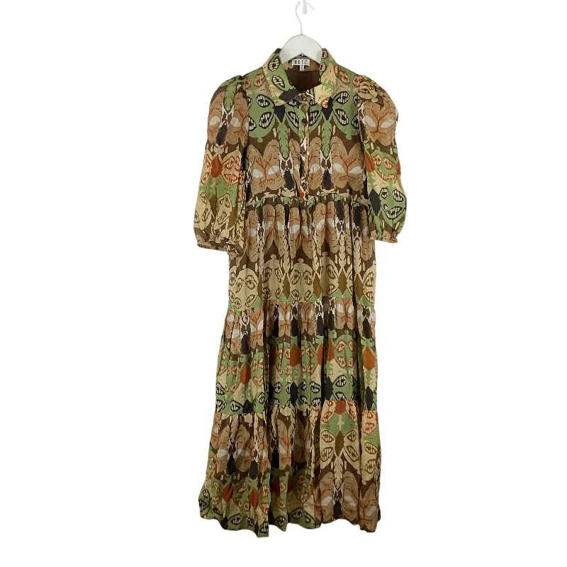 Dress Casual Maxi By Tcec In Brown & Green, Size: S