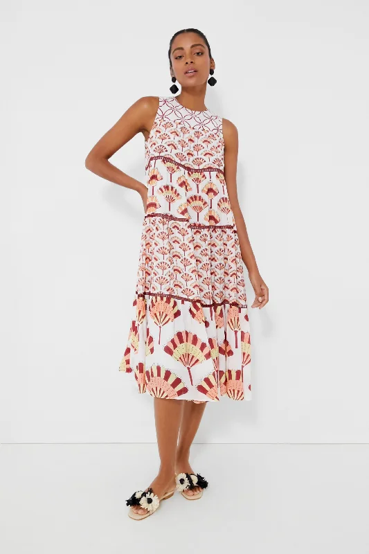 Multi Aba Tiered Midi Dress