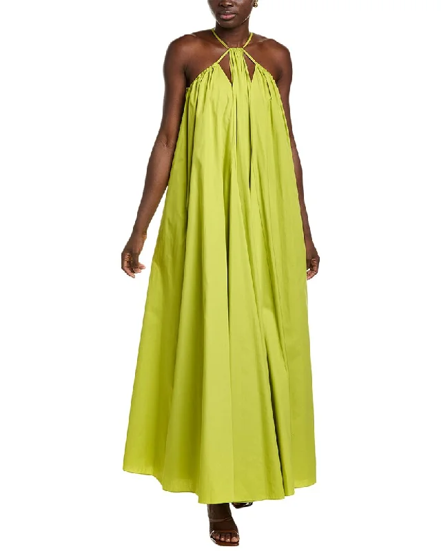 Oscar de la Renta Trapeze Halter Maxi Dress