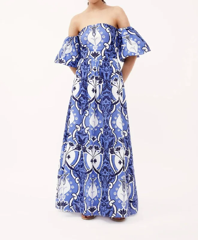 Leah Maxi Dress In Como Blue