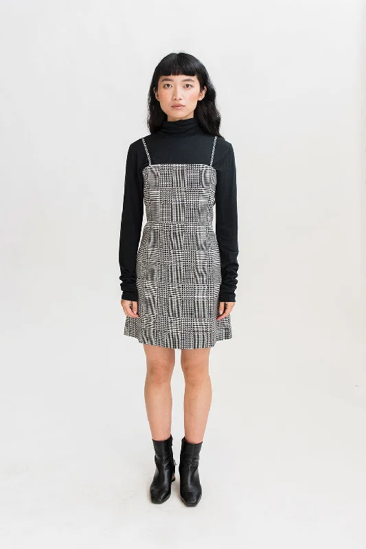 90s Mini Dress in Houndstooth Check Print