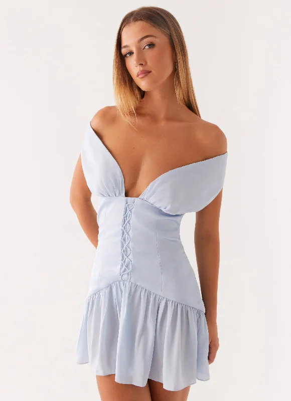 Dear Diary Mini Dress - Pastel Blue