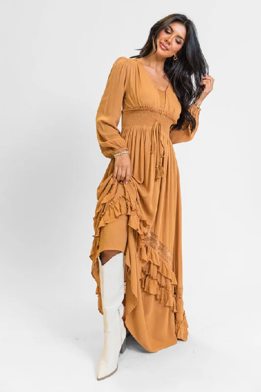 Lucky To Have You Camel Maxi Dress