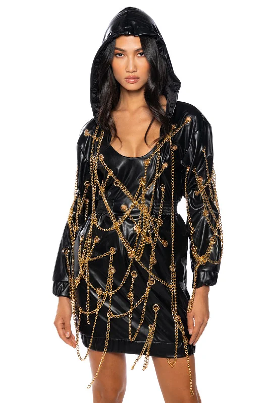 LETS LINK UP CHAIN PU MINI DRESS