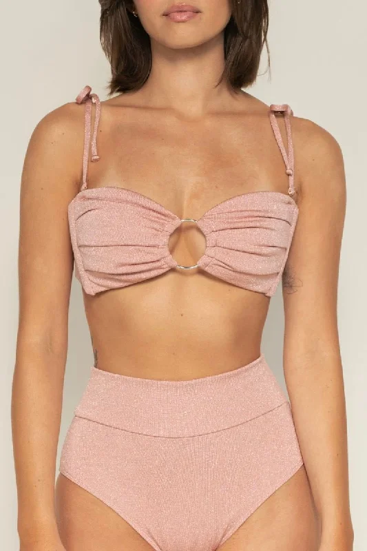 Tori Ties Bandeau Top Prima Pink Sparkle