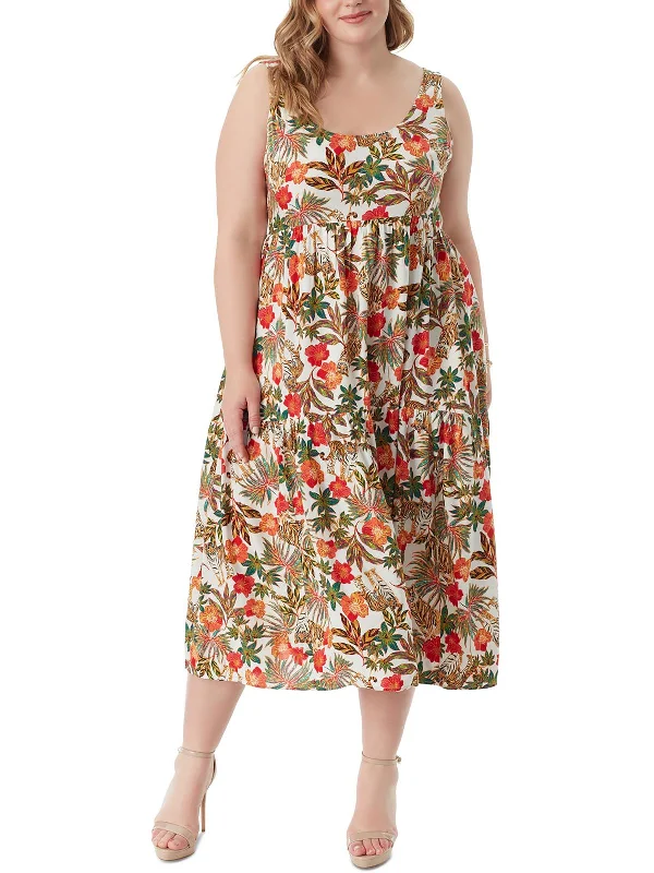 Plus Cheryl Womens Floral Print Viscose Maxi Dress