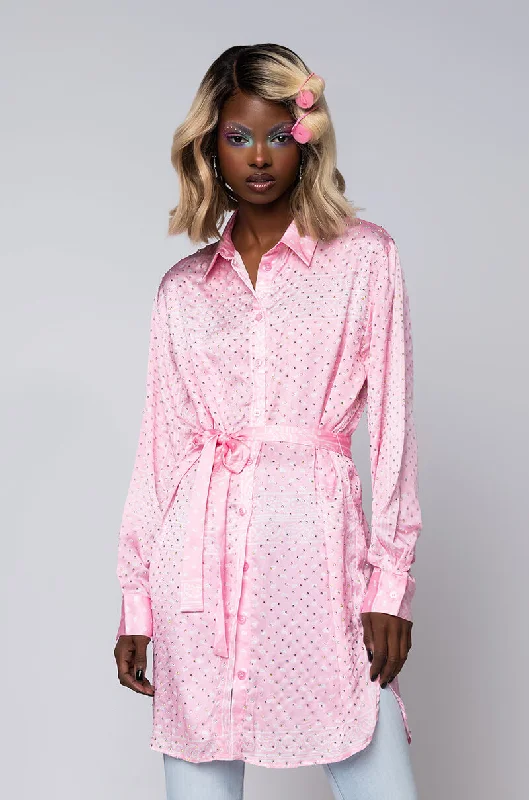 GONE WITH THE WIND LONG SLEEVE BANDANA PRINTED MINI DRESS PINK