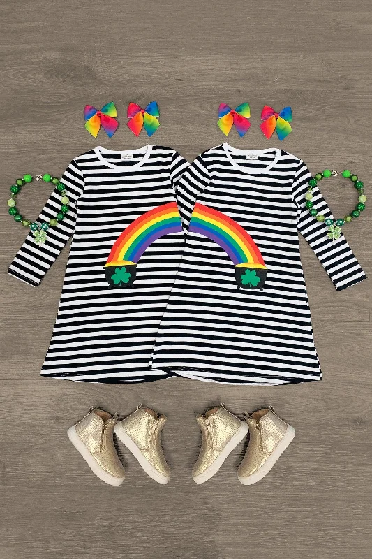 Best Friends Black & White Stripe Pot of Gold Dress