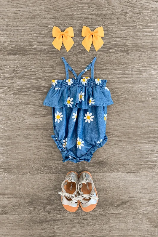 Daisy Chambray Ruffle Onesie