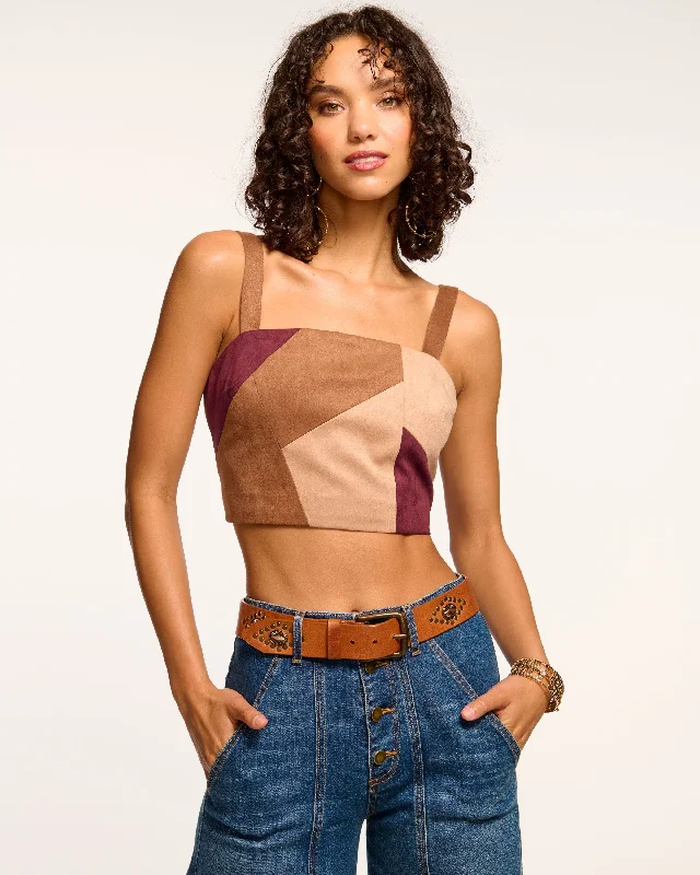 Finnley Patchwork Faux Suede Crop Top